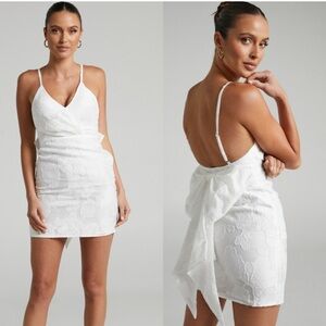 Showpo White Ruched Backless Sheath Dress